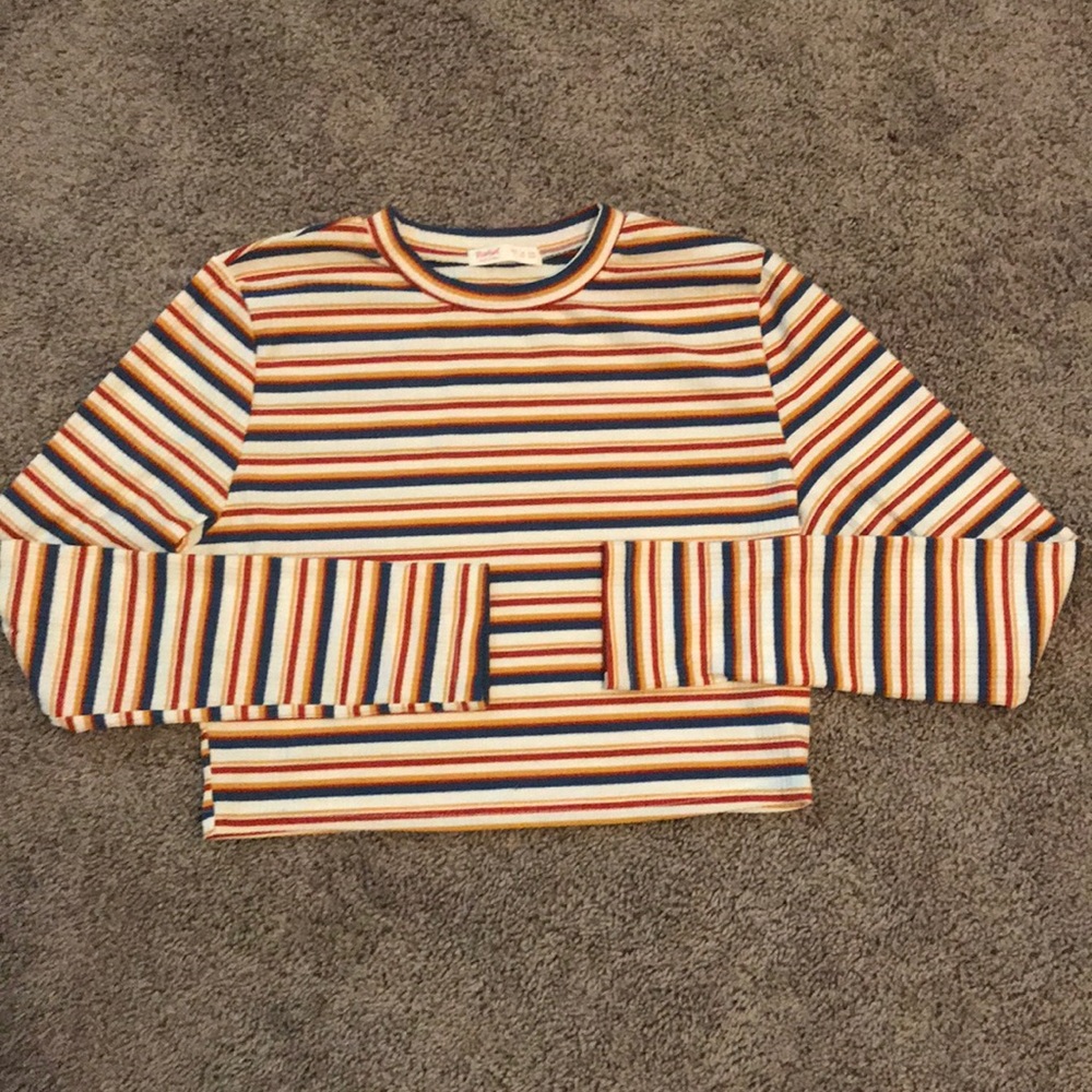 ROMWE Long sleeve Striped Crop Top (NWOT)